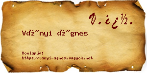 Ványi Ágnes névjegykártya